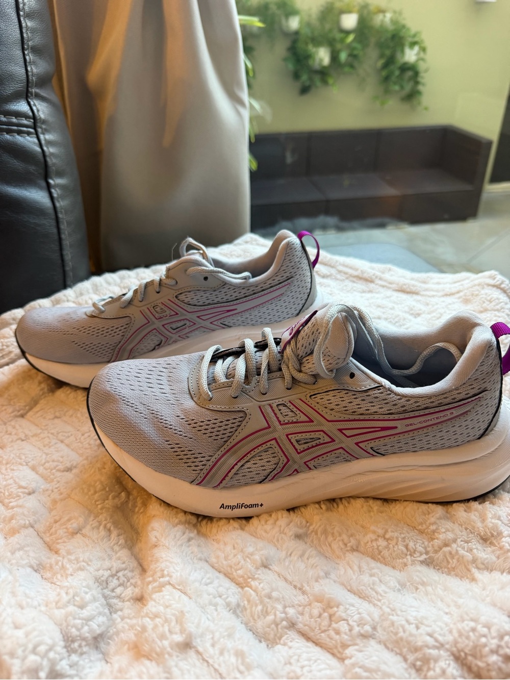 Asics Gray and Pink Women’s Running Sneakers